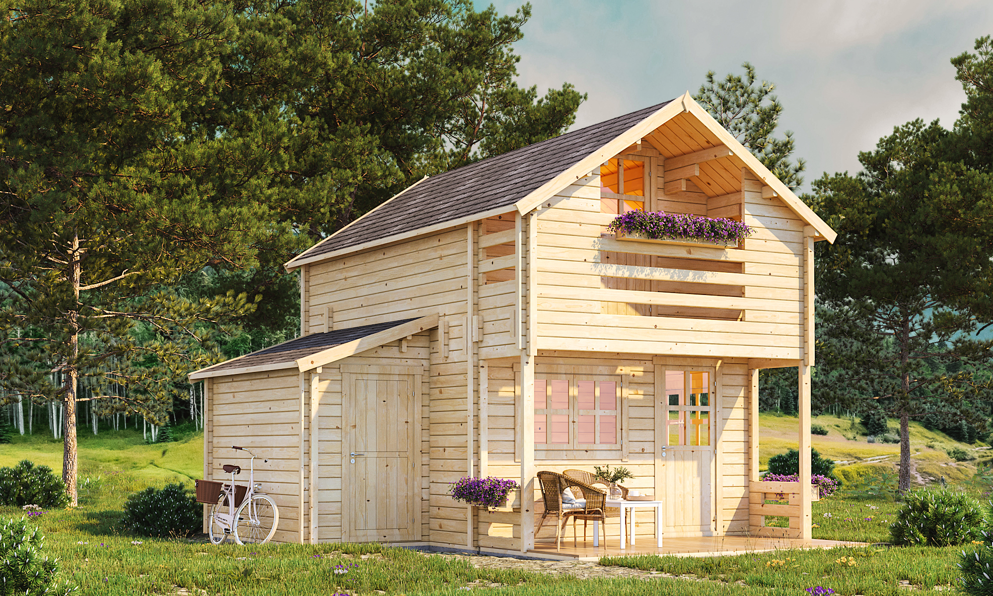 chalet bois toit plat habitable